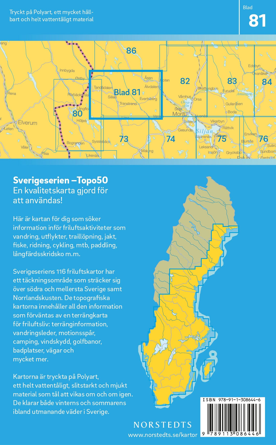 Carte topographique n° 81 - Sälen (Suède) | Norstedts - Sverigeserien carte pliée Norstedts 