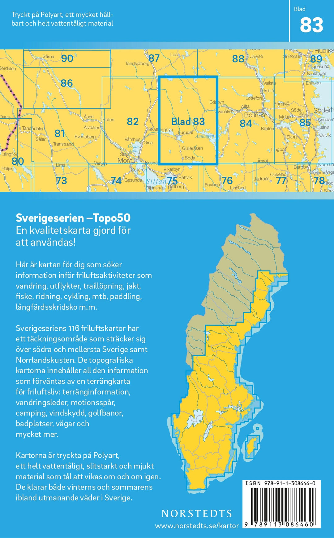 Carte topographique n° 83 - Furudal (Suède) | Norstedts - Sverigeserien carte pliée Norstedts 
