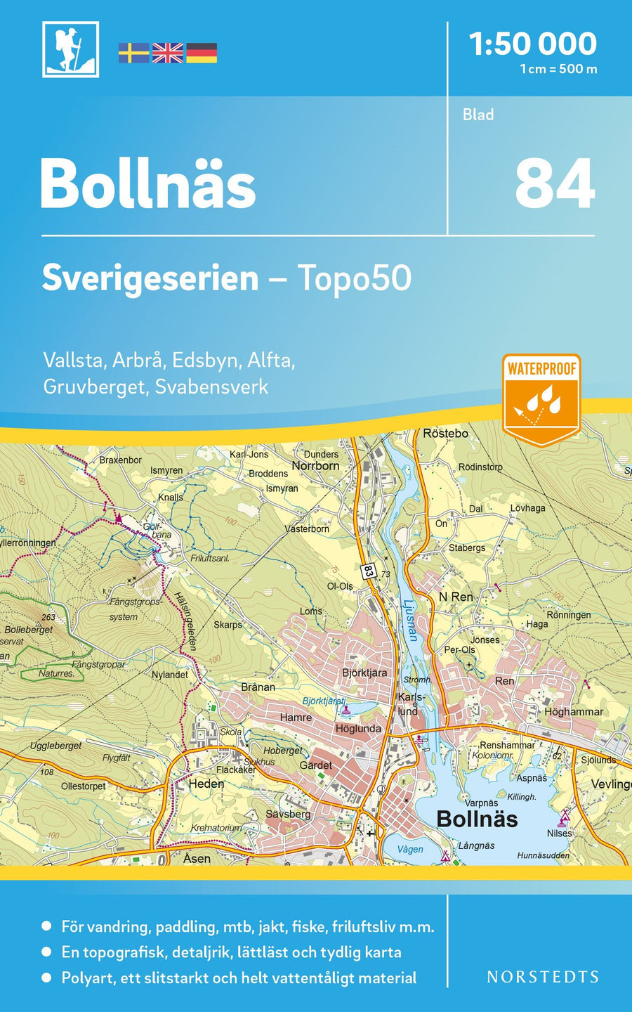 Carte topographique n° 84 - Bollnäs (Suède) | Norstedts - Sverigeserien carte pliée Norstedts 