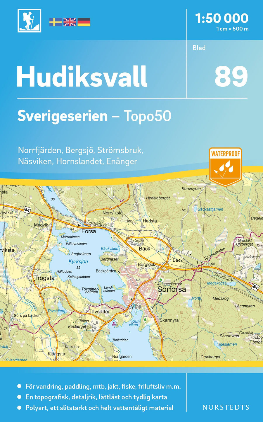 Carte topographique n° 89 - Hudiksvall (Suède) | Norstedts - Sverigeserien carte pliée Norstedts 