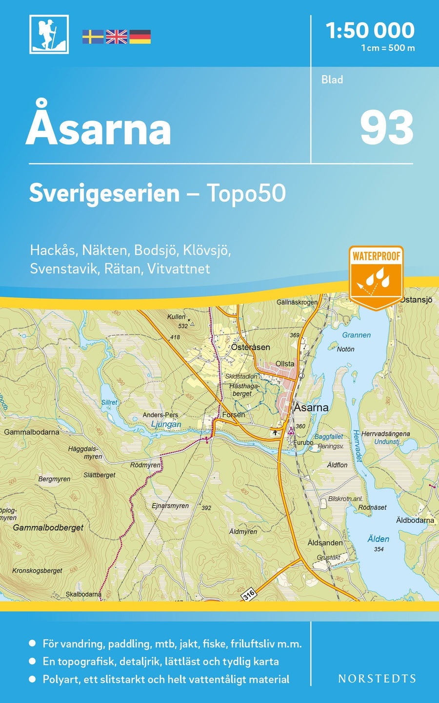 Carte topographique n° 93 - Åsarna (Suède) | Norstedts - Sverigeserien carte pliée Norstedts 