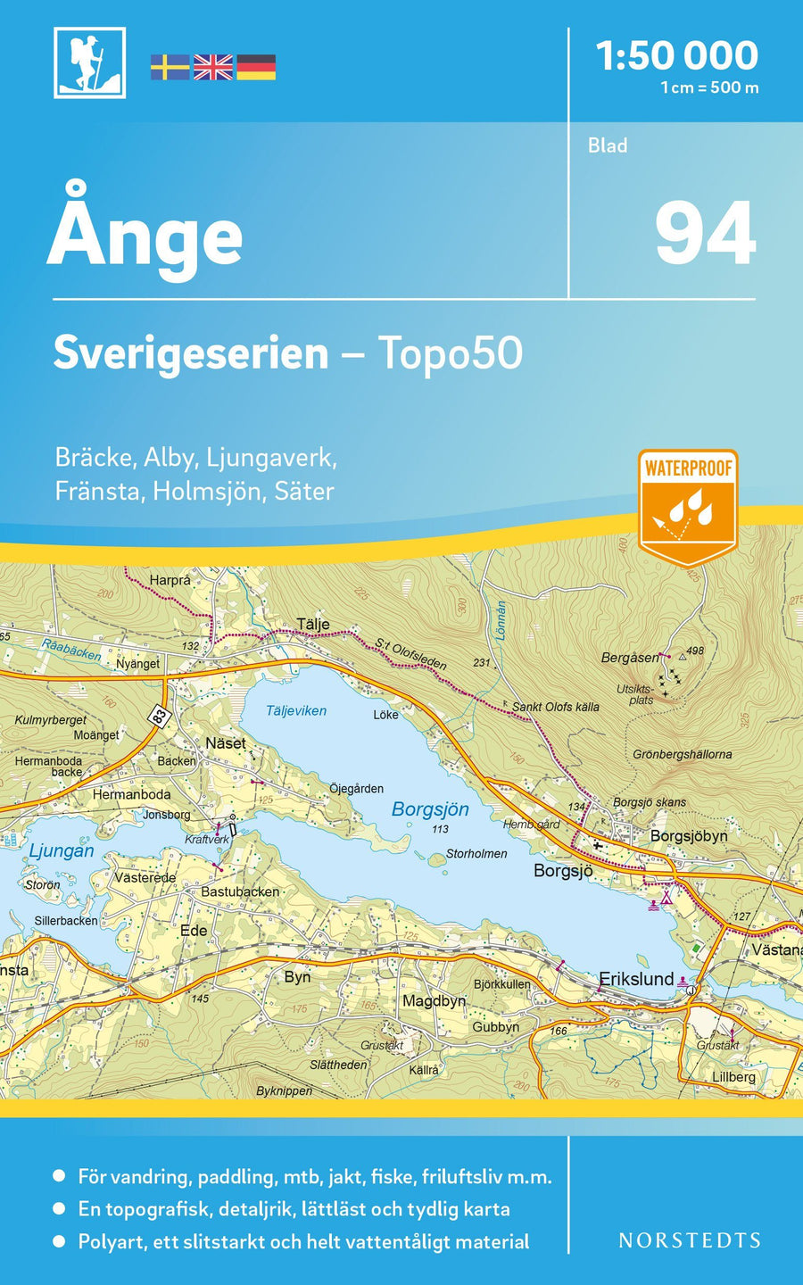 Carte topographique n° 94 - Ånge (Suède) | Norstedts - Sverigeserien carte pliée Norstedts 