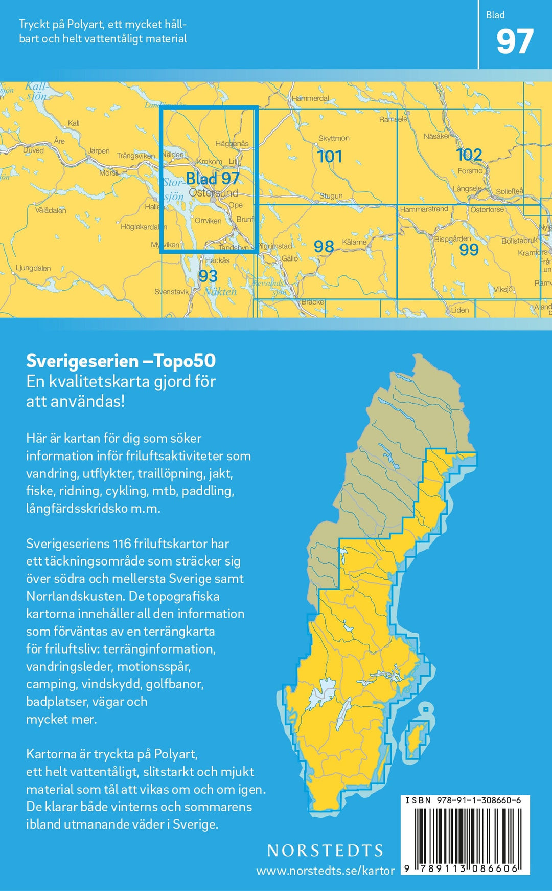 Carte topographique n° 97 - Östersund (Suède) | Norstedts - Sverigeserien carte pliée Norstedts 