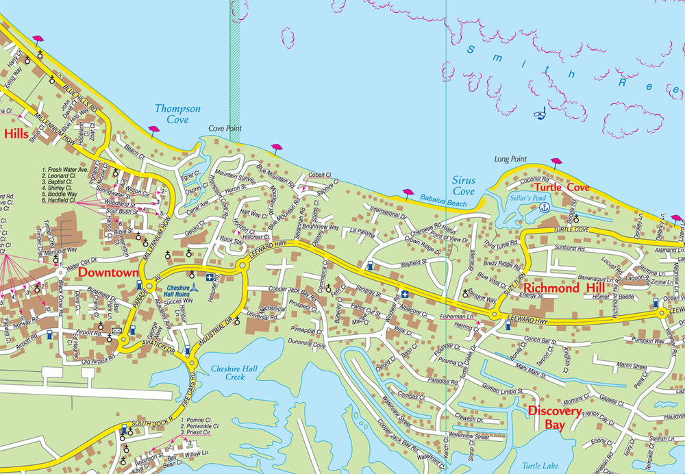 Carte topographique - Providenciales (Provo), Turks & Caicos Islands | Kasprowski carte pliée Kasprowski 