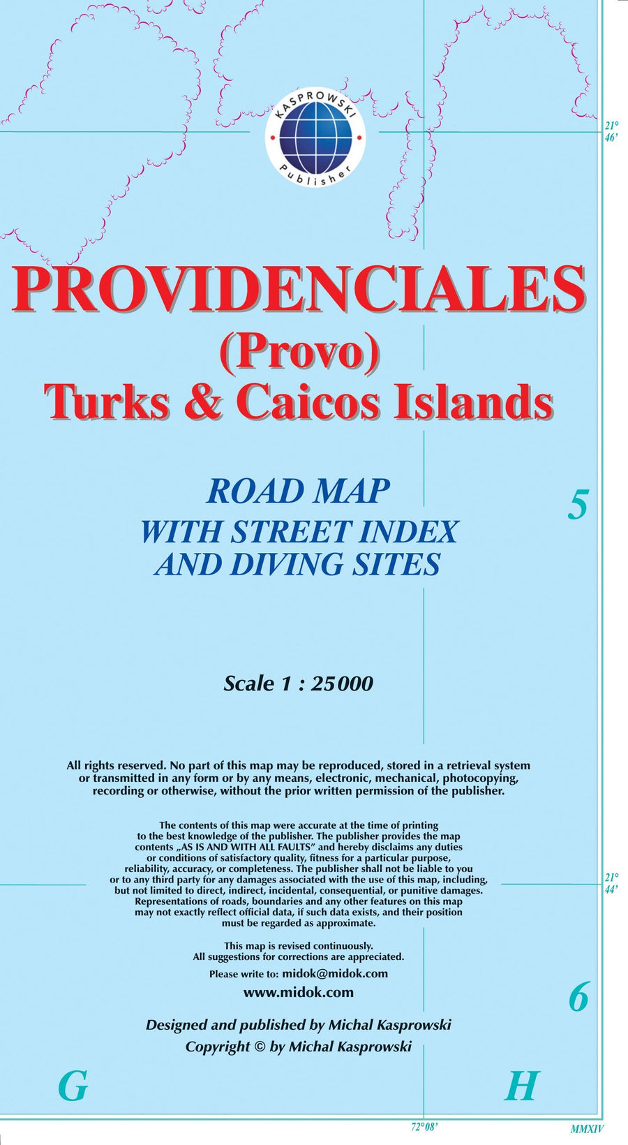 Carte topographique - Providenciales (Provo), Turks & Caicos Islands | Kasprowski carte pliée Kasprowski 