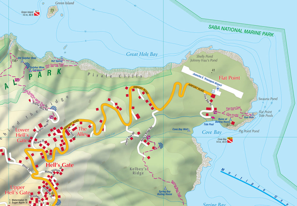 Carte topographique - Saba (Dutch Caribbean) | Kasprowski carte pliée Kasprowski 