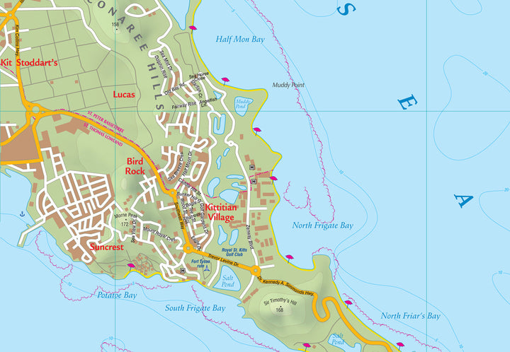 Carte topographique - Saint-Christophe-et-Niévès (Saint Kitts & Nevis) | Kasprowski carte pliée Kasprowski 