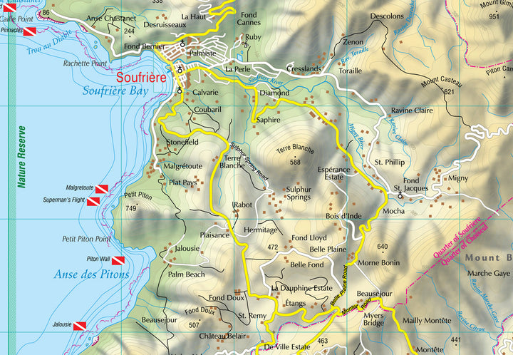 Carte topographique - Sainte Lucie (Caraïbes) | Kasprowski carte pliée Kasprowski 