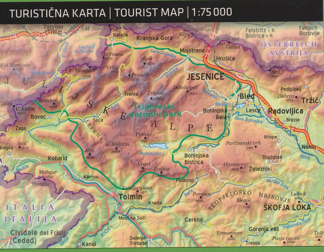 Carte touristique - Alpes Ouest (Slovénie) | Kartografija carte pliée Kartografija 