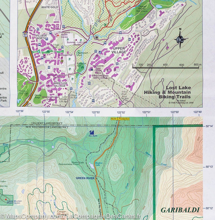 Carte voyage - Autoroute Sea to Sky (Colombie Britannique) & Plan de Whistler | ITM carte pliée ITM 