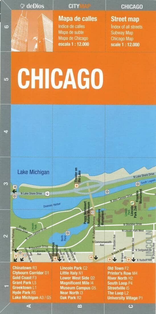 Chicago - Bilingual Street Map | deDios Road Map 
