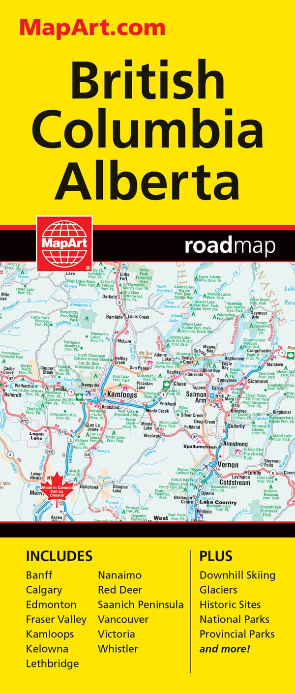 British Columbia/Alberta, Fast Track Laminated Map | MapArt carte pliée 