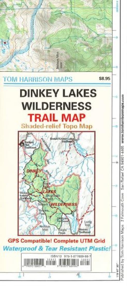 Dinkey Lakes Wilderness, California Trail Map by Tom Harrison Maps