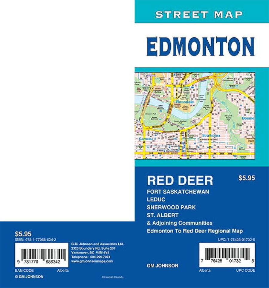 Edmonton / St. Albert / Sherwood Park / Red Deer - Alberta Street Map | GM Johnson Road Map 