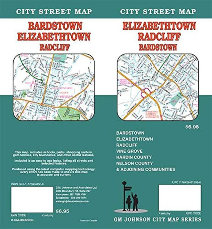 Elizabethtown : Radcliff : Bardstown : city street map = Bardstown : Elizabethtown : Radcliff : city street map | GM Johnson carte pliée 