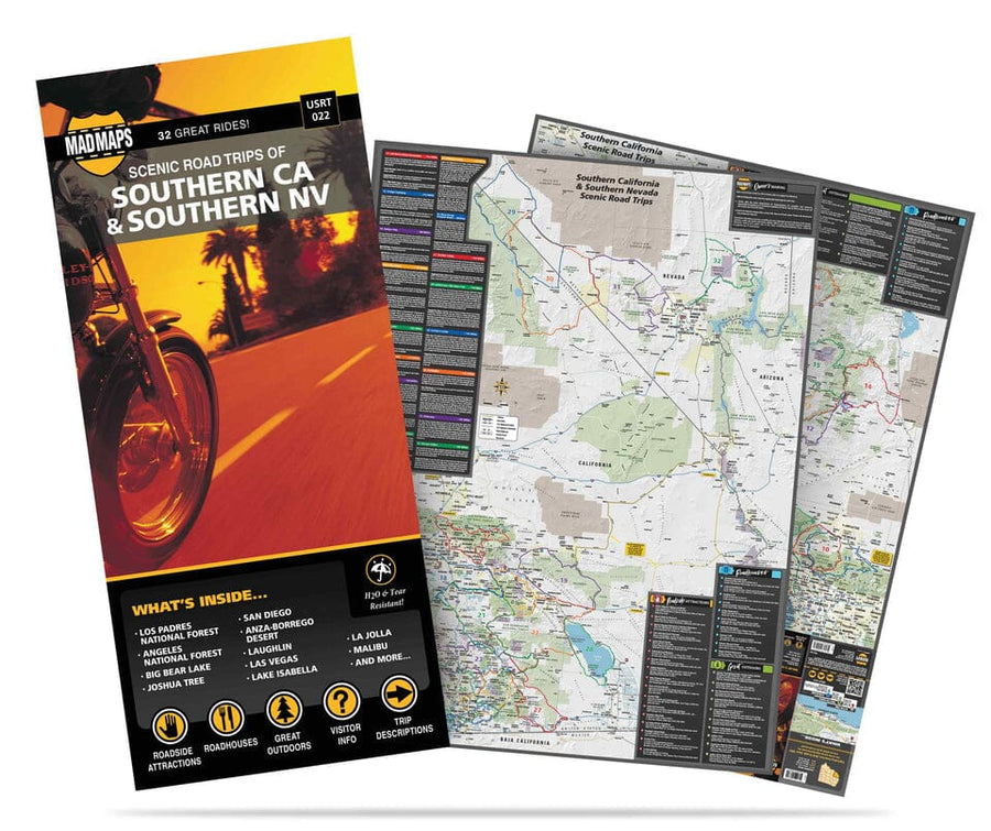 Scenic road trips of southern California & southern Nevada | MAD Maps carte pliée 