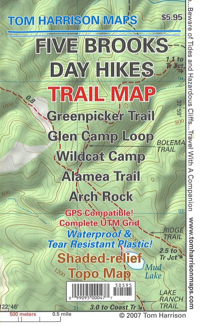 Five Brooks Day Hikes Trail Map | Tom Harrison Maps carte pliée 