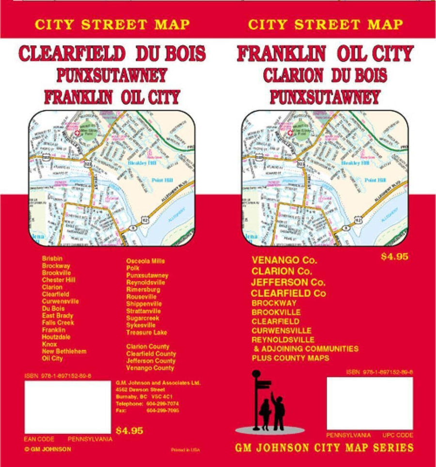 Franklin - Oil City - Clarion - DuBois - Clearfield and Punxsutawney - Pennsylvania | GM Johnson Road Map 