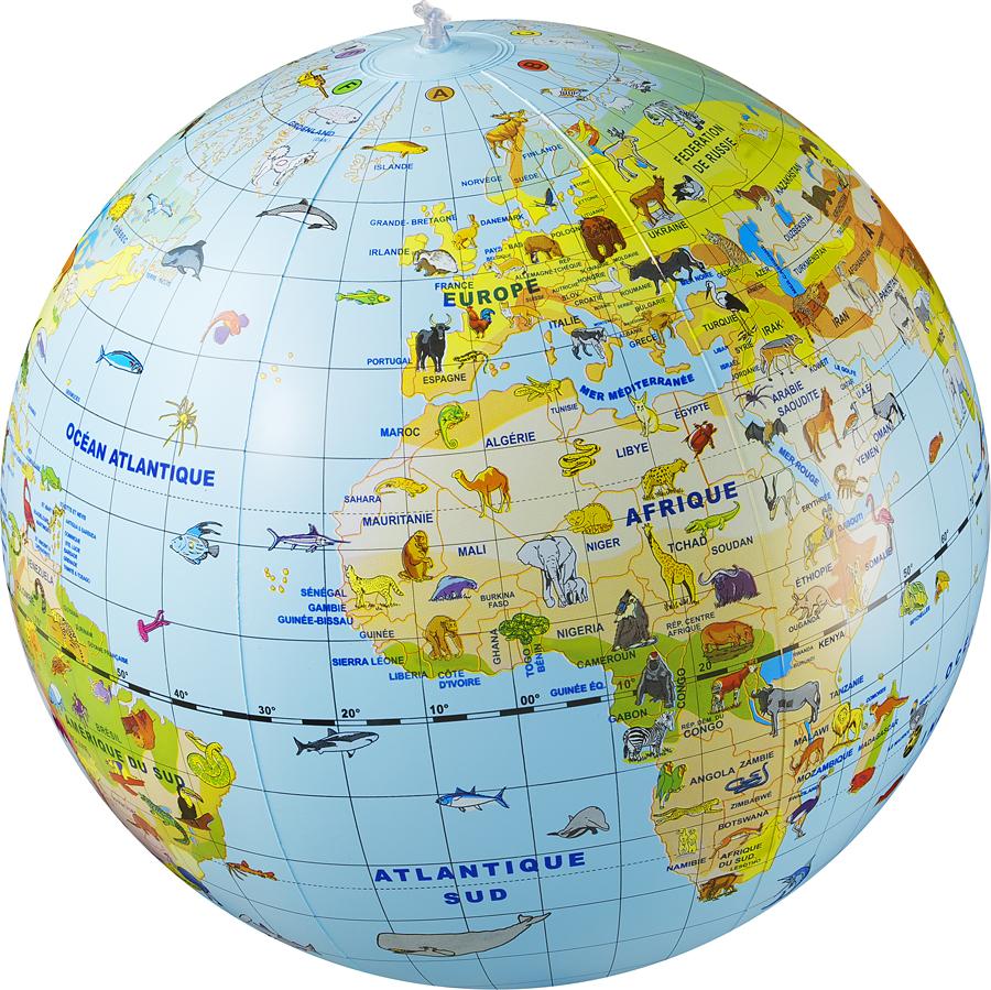 Dacitiery 16 pouces Terre Globe terrestre gonflable géographie carte du  monde ballon d'eau gonflable pour jardin, plage, piscine, science  géographie