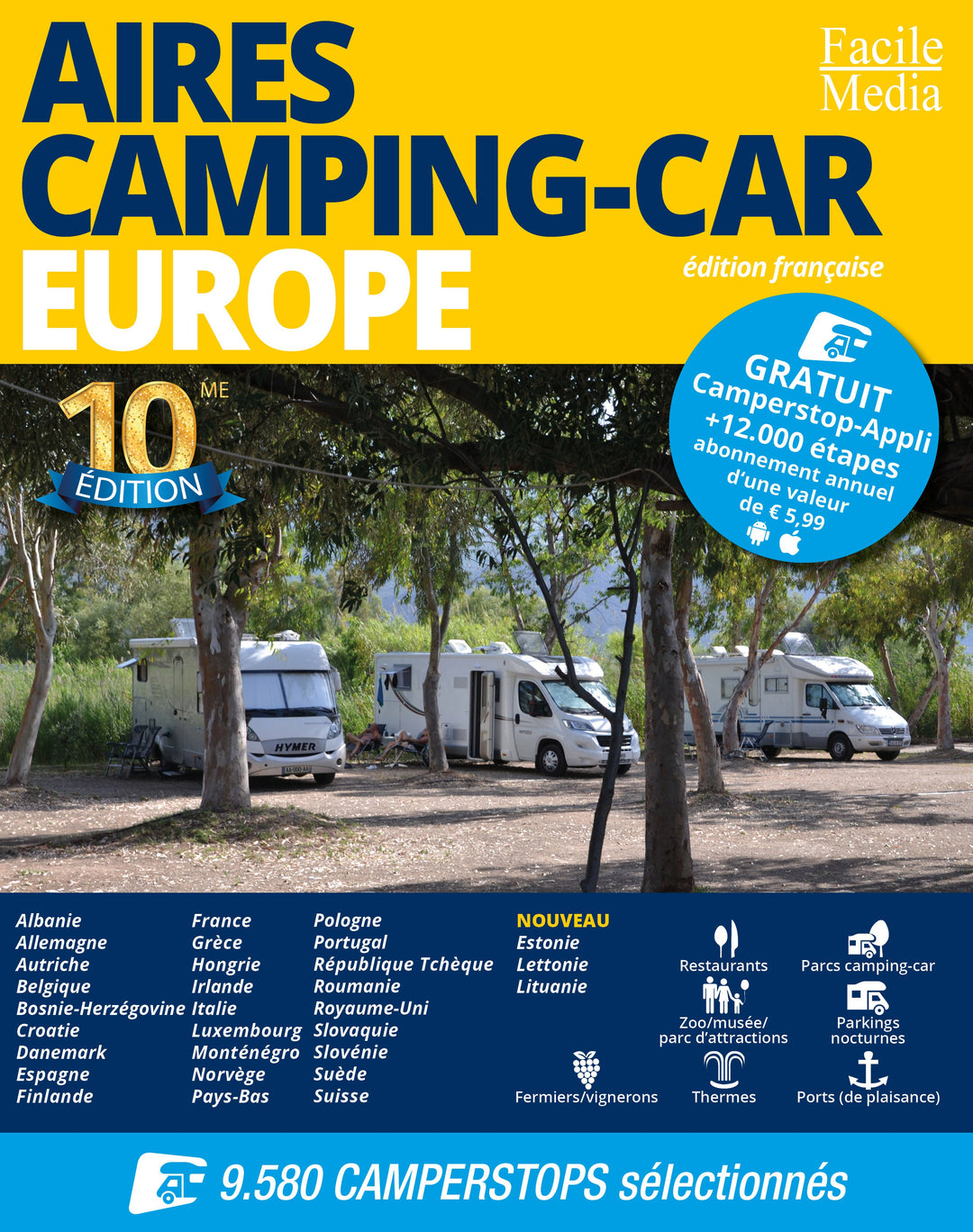 Guide Camperstop 2022 - Aires de camping-car en Europe | Facile Media guide pratique Facile Media 