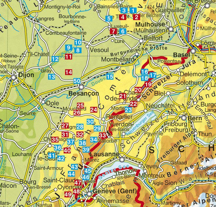 Guide de randonnée - Jura, Franche Comté - des Vosges au Lac Léman | Rother guide de randonnée Rother 
