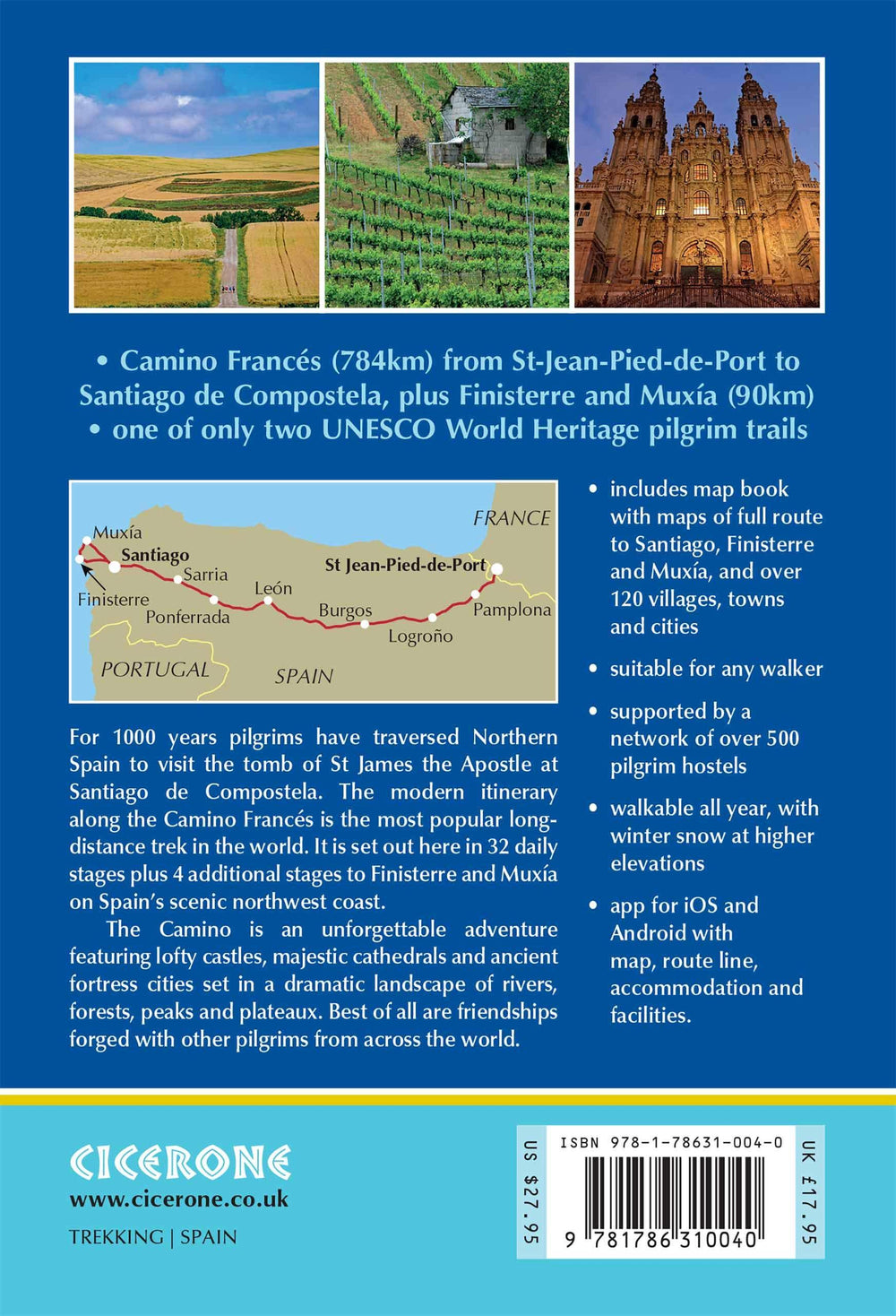 Guide de randonnées (en anglais) - Camino De Santiago, Camino Frances | Cicerone guide de randonnée Cicerone 