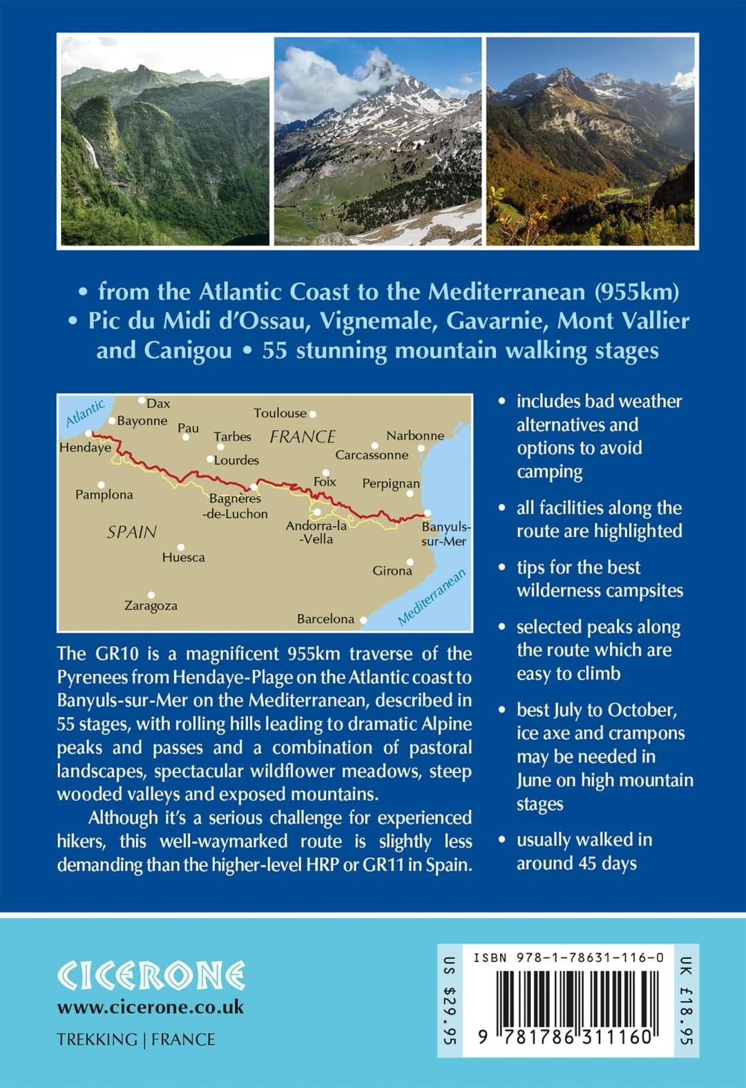 Guide de randonnées (en anglais) - GR10 Trail through the French Pyrenees | Cicerone guide de randonnée Cicerone 