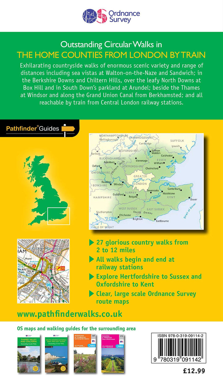 Guide de randonnées (en anglais) - Home counties from London by train | Ordnance Survey - Pathfinder guides guide de randonnée Ordnance Survey 