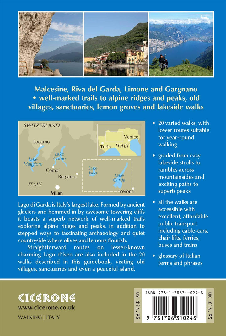 Guide de randonnées (en anglais) - Lacs italiens : Garde, Majeur, Come, Iseo | Cicerone guide de randonnée Cicerone 