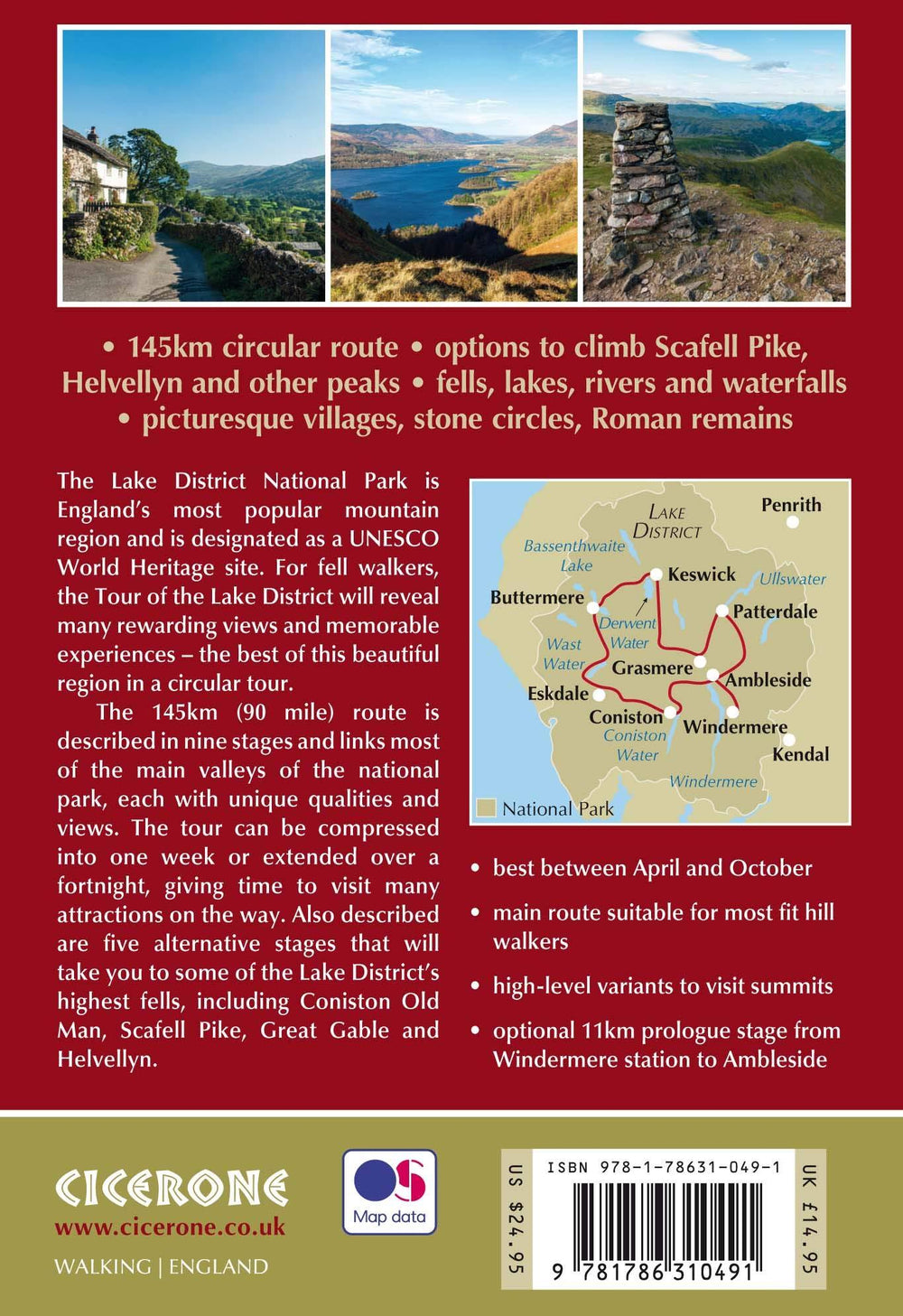 Guide de randonnées (en anglais) - Lake District Tour | Cicerone guide de randonnée Cicerone 