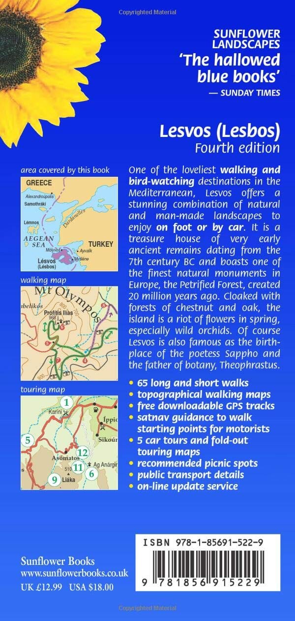 Guide de randonnées (en anglais) - Lesvos - 5 car tours & 65 long and short walks | Sunflower guide petit format Sunflower 