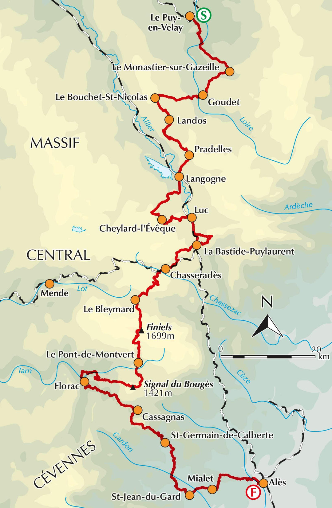 Guide de randonnées (en anglais) - Robert Louis Stevenson trail : GR70 through the Massif Central | Cicerone guide de randonnée Cicerone 