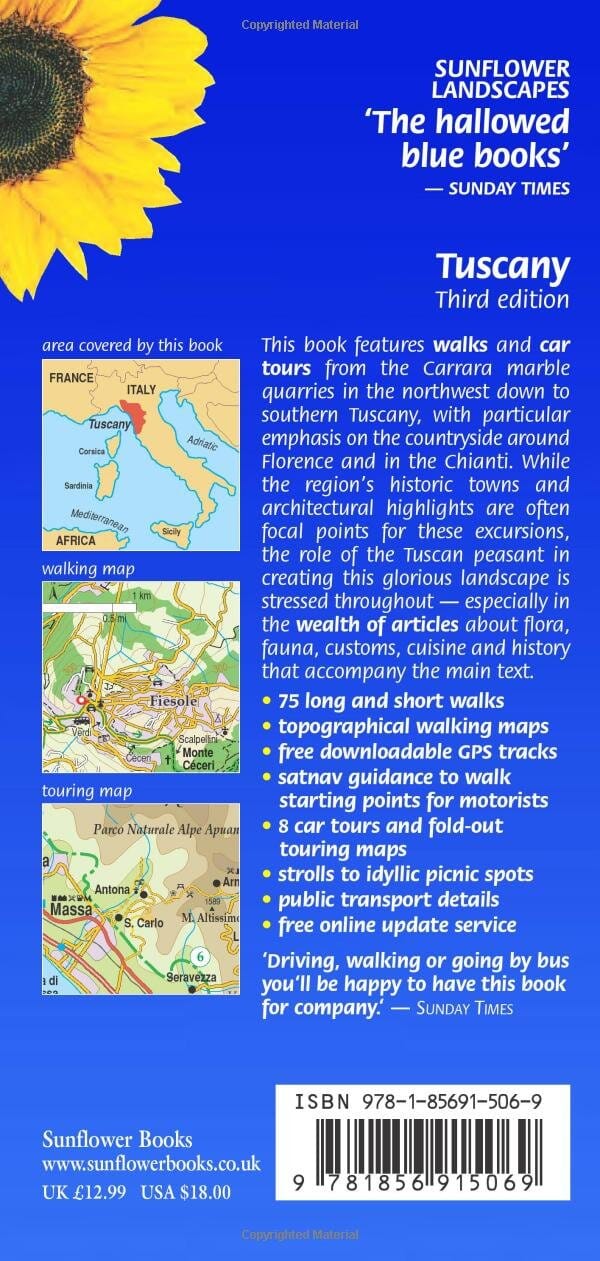 Guide de randonnées (en anglais) - Tuscany | Sunflower guide petit format Sunflower 