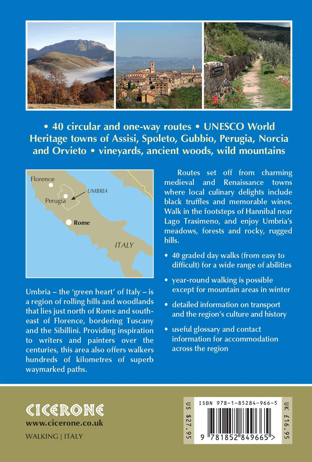 Guide de randonnées (en anglais) - Umbria, 40 walks | Cicerone guide de randonnée Cicerone 