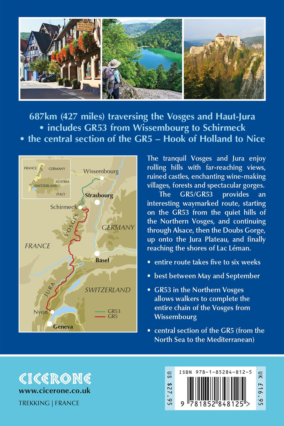 Guide de randonnées (en anglais) - Vosges & Jura, GR5 trekking - Schirmeck to Lac Léman & GR53 | Cicerone guide de randonnée Cicerone 