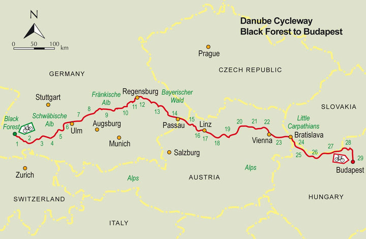 Guide vélo (en anglais) - Danube cycleway, from the Black Forest to Budapest, Vol.1 | Cicerone guide vélo Cicerone 