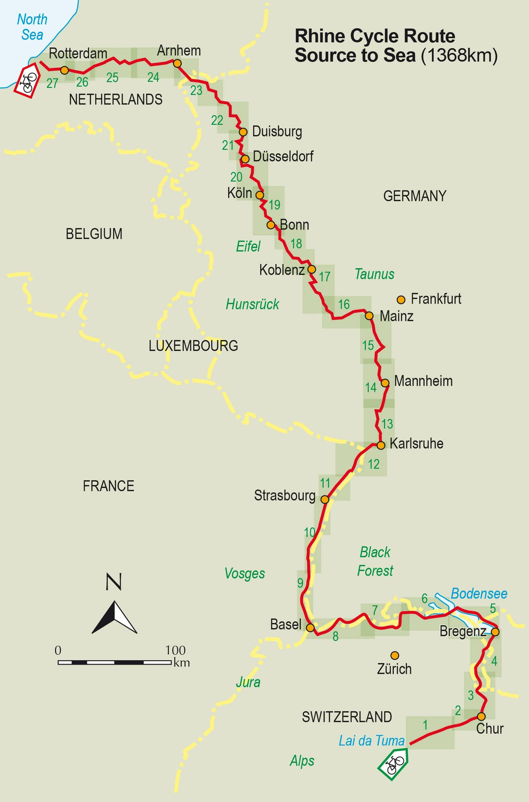 Guide vélo (en anglais) - The Rhine Cycle Route | Cicerone guide vélo Cicerone 