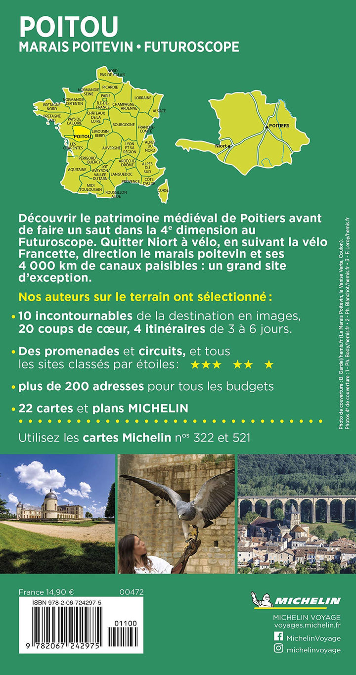 Guide Vert - Poitou, Marais Poitevin, futuroscope- Édition 2020 | Michelin guide de voyage Michelin 