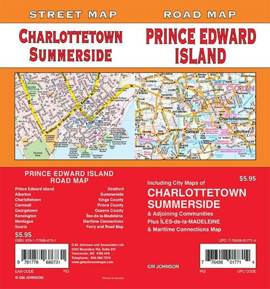 Prince Edward Island / Charlottetown / Summerside - Prince Edward Island Street Map | GM Johnson Road Map 