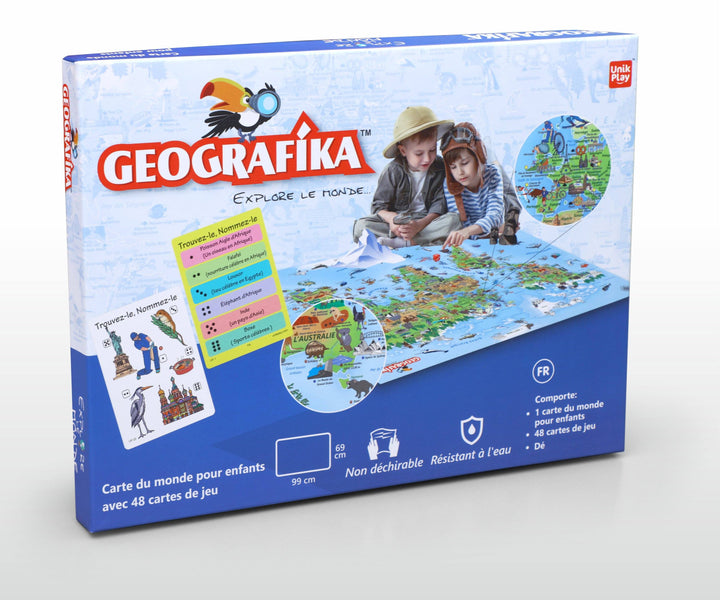 Jeu éducatif - Geografika : Explore Le Monde (Carte du monde pour enfants 6 ans et +) | Unik Play puzzle Geotoys 