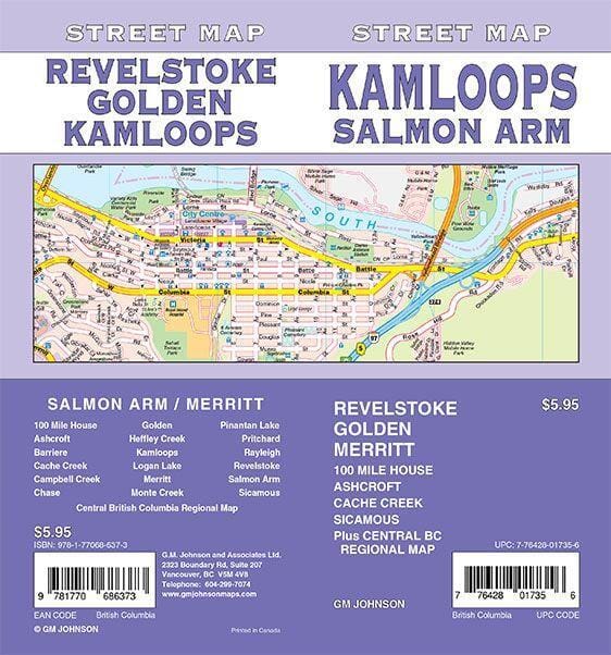 Kamloops and Salmon Arm - British Columbia Street Map | GM Johnson Road Map 