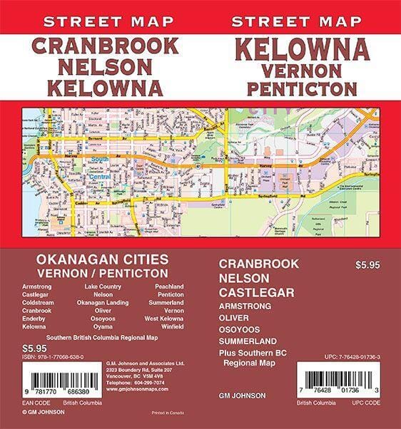 Kelowna Vernon Penticton - BC Street Map | GM Johnson Road Map 
