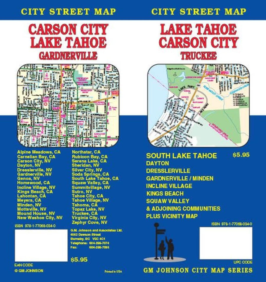 Lake Tahoe : Carson City : Truckee | GM Johnson carte pliée 