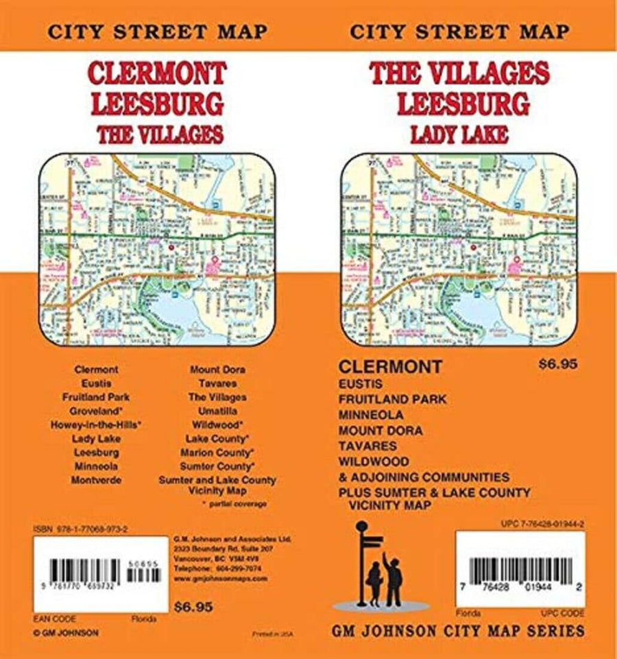 The Villages / Leesburg / Clermont / Tavares / Lady Lake | GM Johnson carte pliée 