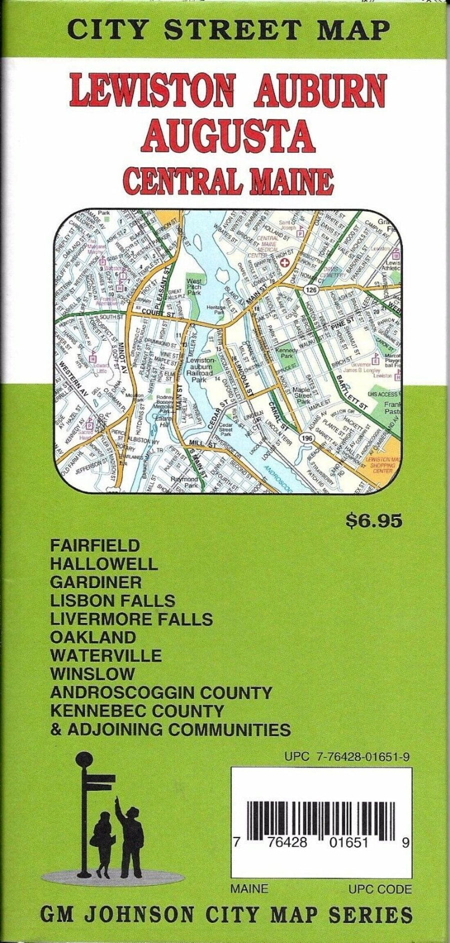 Lewiston : Auburn : Augusta : central Maine : city street map = August : Lewiston : Auburn : Waterville : city street map | GM Johnson carte pliée 