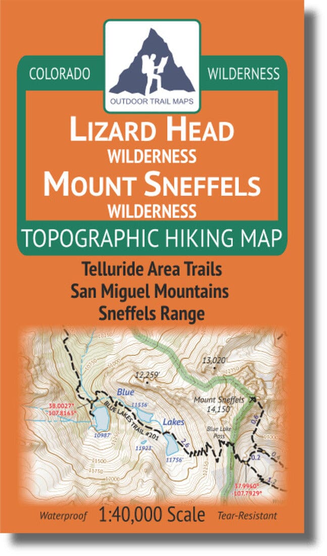 Lizard Head / Mount Sneffels Wilderness 1:40k | Outdoor Trail Maps LLC carte pliée 
