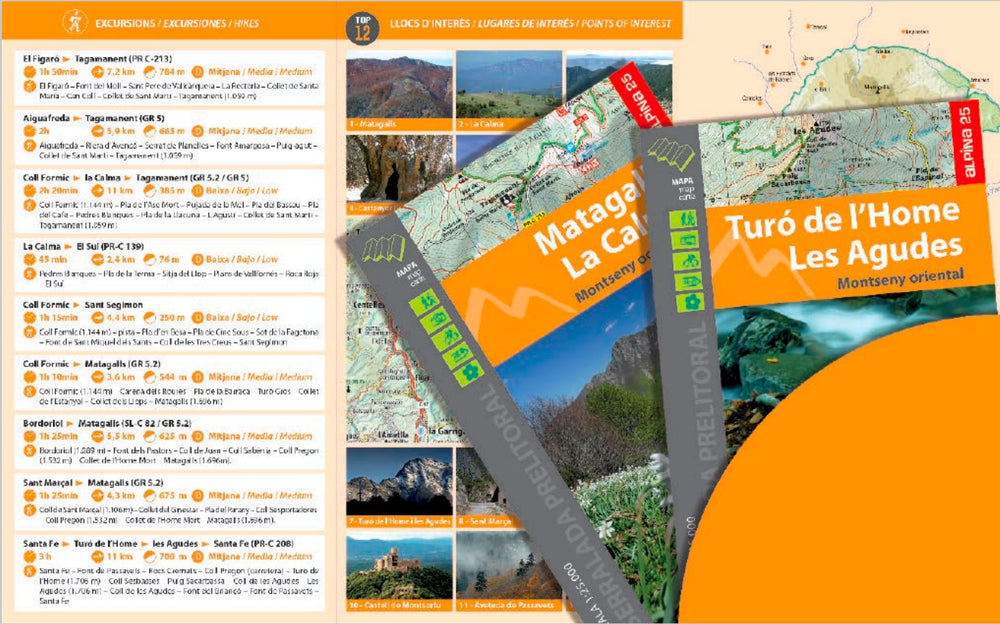 Lot de 2 cartes de randonnée - Parc naturel de Montseny (Catalogne) | Alpina carte pliée Editorial Alpina 