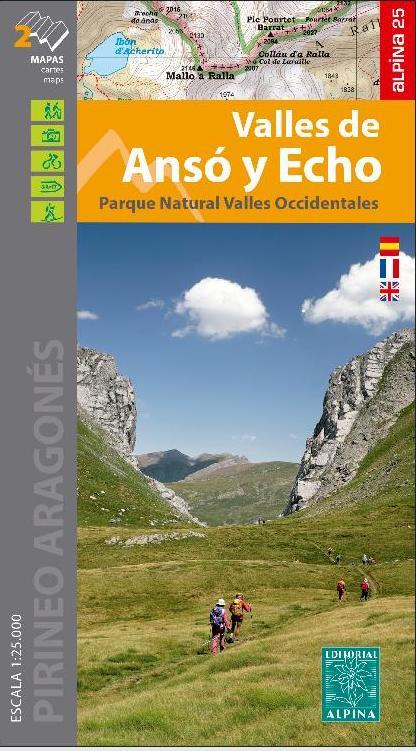 Lot de 2 cartes de randonnée - Vallées de Anso & Echo (Pyrénées, Espagne) | Alpina carte pliée Editorial Alpina 