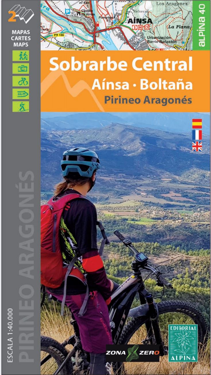 Lot de 2 cartes de randonnées & cyclistes - Sobrarbe Central, Aínsa, Boltaña (Pyrénées aragonaises) | Alpina carte pliée Editorial Alpina 
