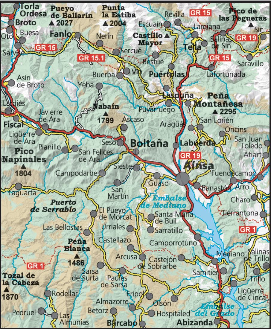 Lot de 2 cartes de randonnées & cyclistes - Sobrarbe Central, Aínsa, Boltaña (Pyrénées aragonaises) | Alpina carte pliée Editorial Alpina 